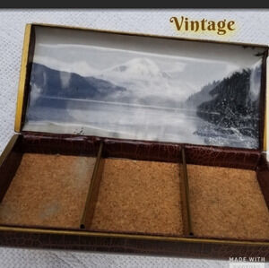Vintage Scenic‎ 60's brass and croc embossed box